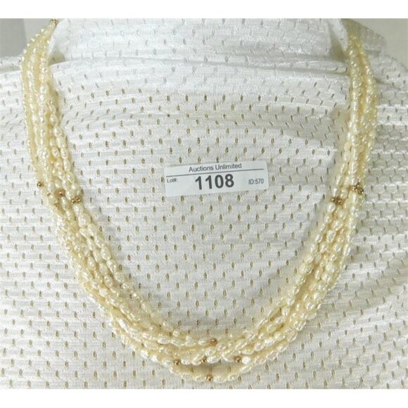 7/1108 Multistrand Freshwater Pearls with 14k Beads and Clasp - Picture 3 of 10